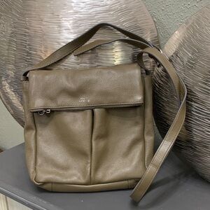 Vince Camuto Olive Green Leather Crossbody Bag